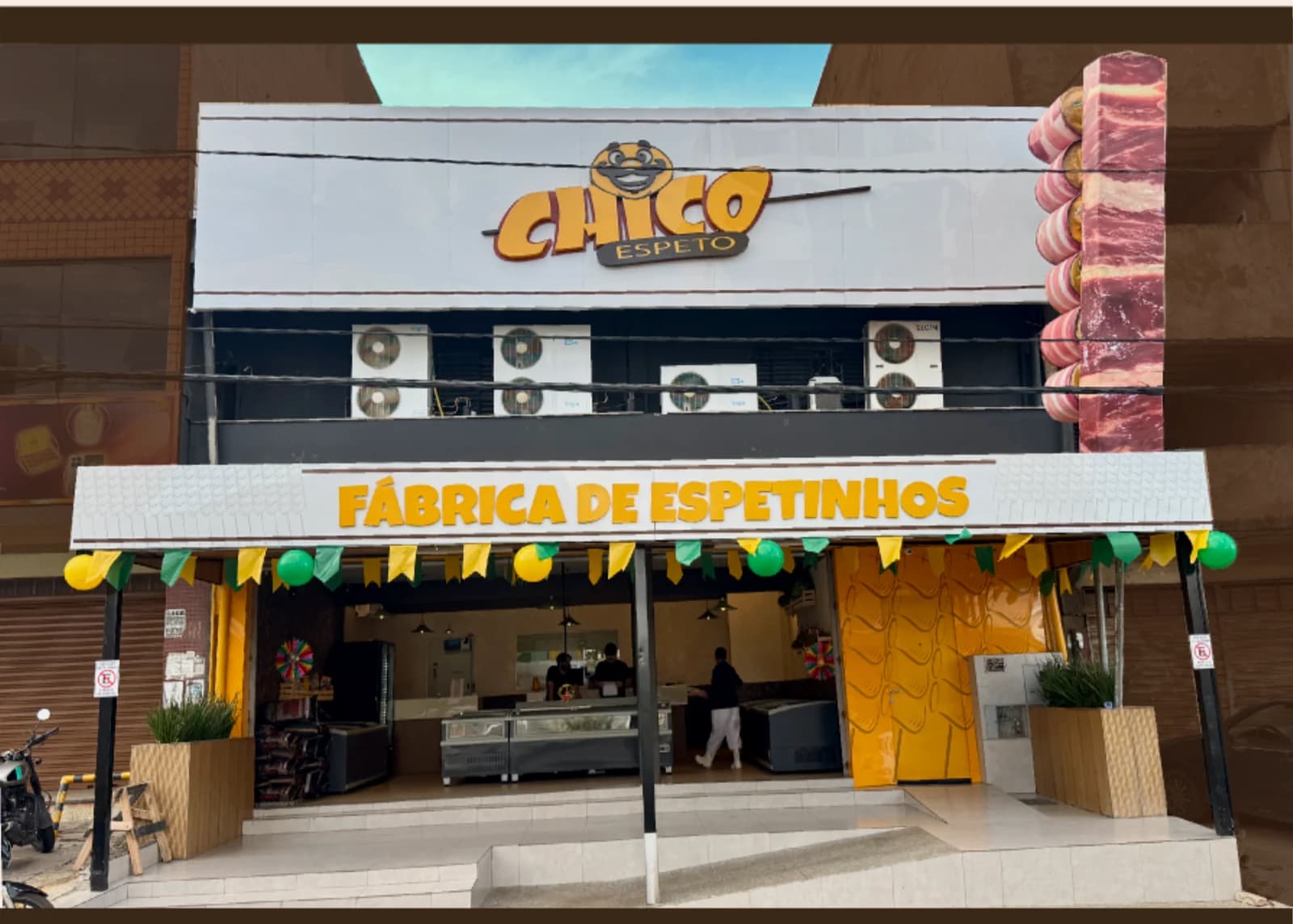 Fachada da loja Chico Espeto — Fábrica de Espetinhos, em Vicente Pires