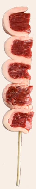 Espetinho Picanha Montada Anel de gordura montado na lateral